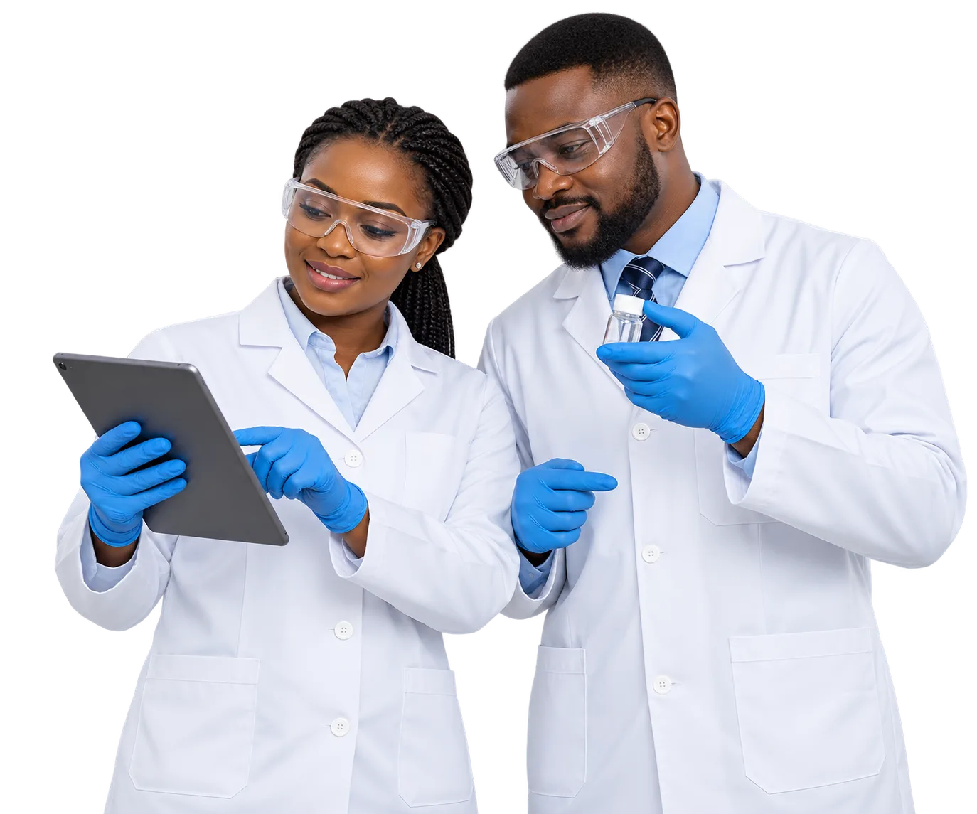 Pharmaceutical professionals working together