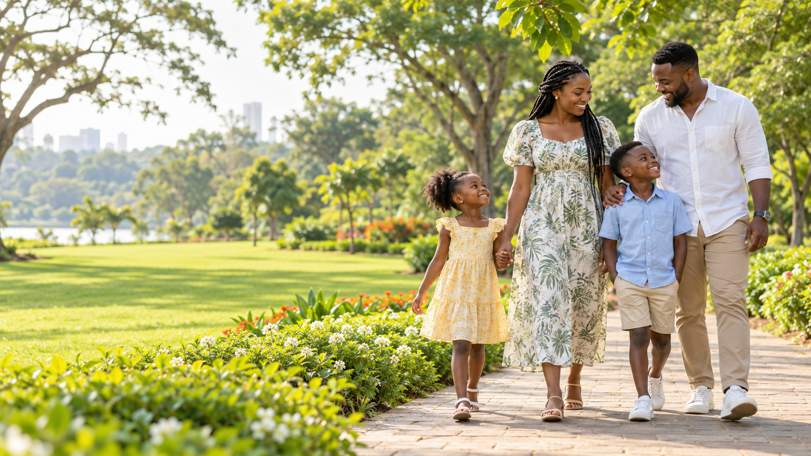 Healthy family enjoying time together
